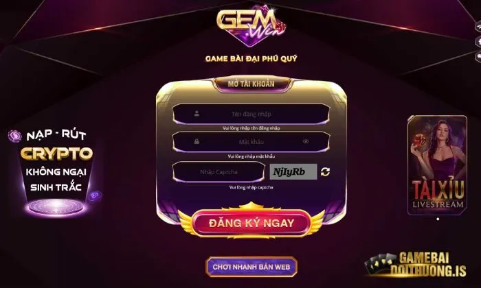 Đăng ký tài khoản trải nghiệm Gemwin