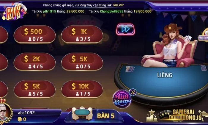 Một số các trò chơi tại cổng game bài đổi thưởng Rikvip