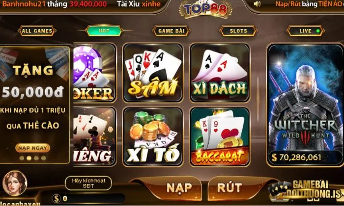Xì Dách Top88 là nhà cái hàng đầu